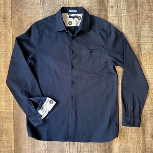 Ted Baker London Navy Textured Button Up Shirt Men's Size 5 Large Dress Shirt